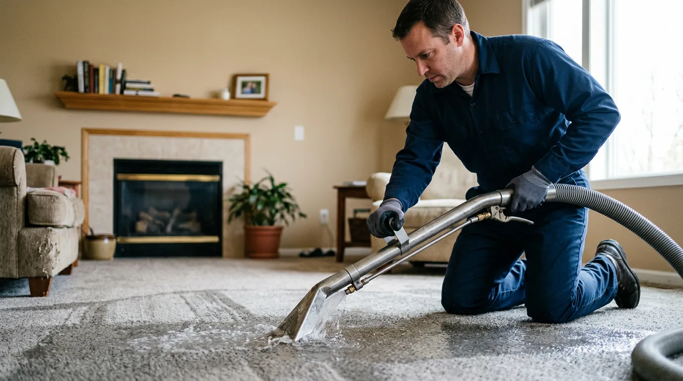 Water damage restoration technician working near Thompson, ND